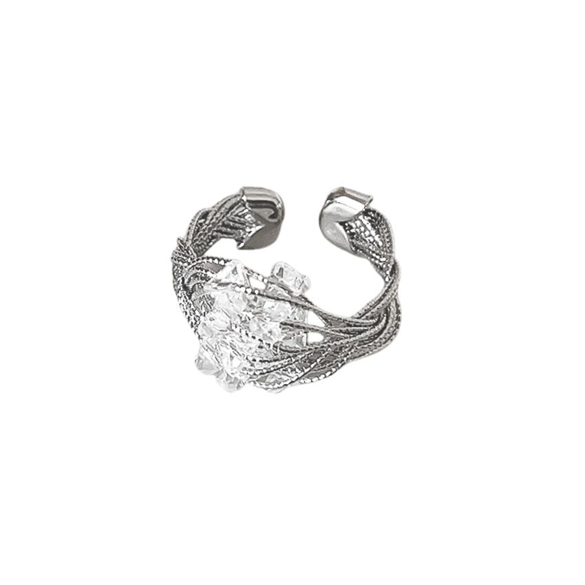 Adjustable Rings for Women Silver Crystal Brass Jewelry Ring Abstract Wire Wrapped Design Wholesale Fashion Jewelry